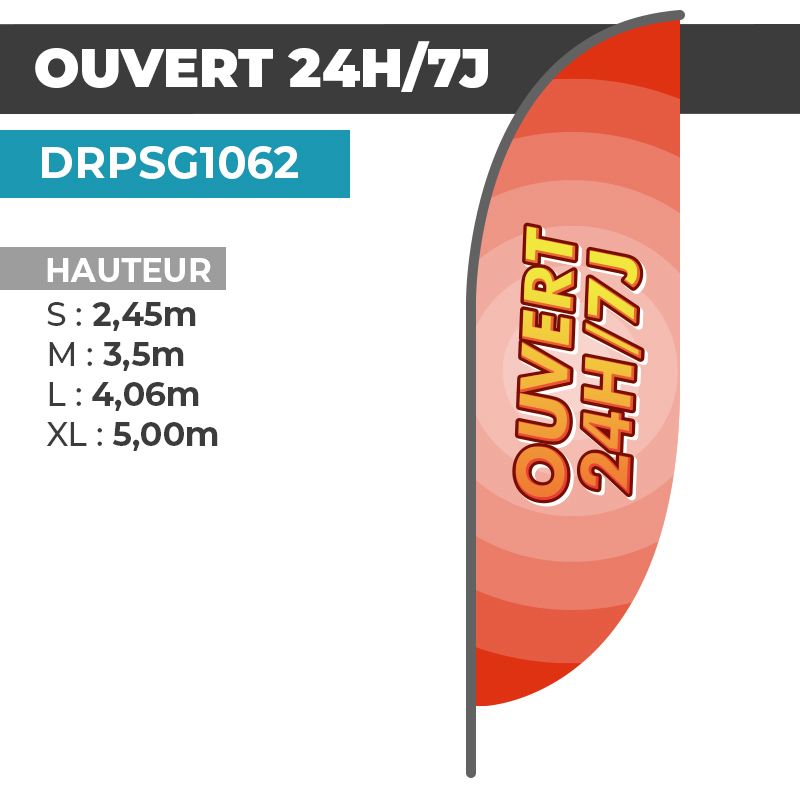 Drapeau OUVERT 24h/7j