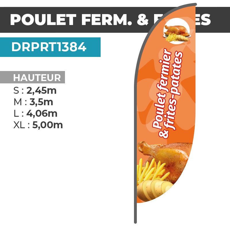 Drapeau POULET FERMIER FRITES PATATES
