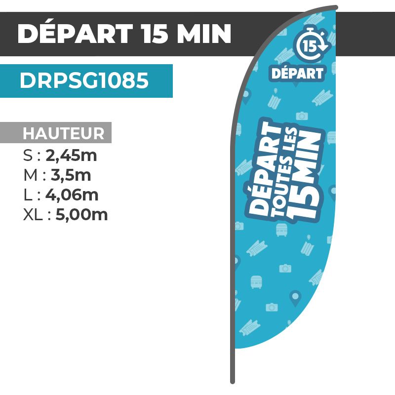 Drapeau DÉPART TOUTES LES 15 MINUTES