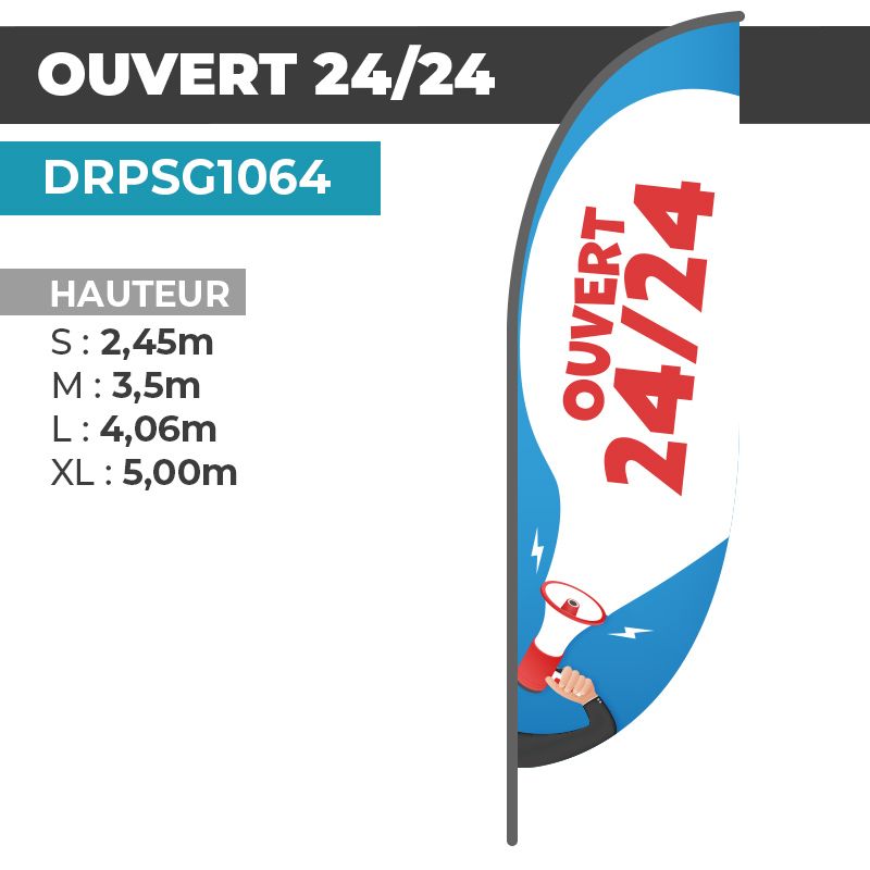 Drapeau OUVERT 24h/24