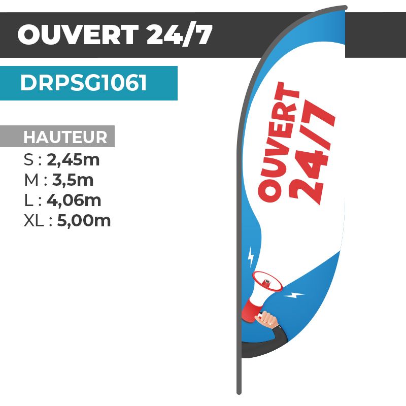 Drapeau OUVERT 24h/7j