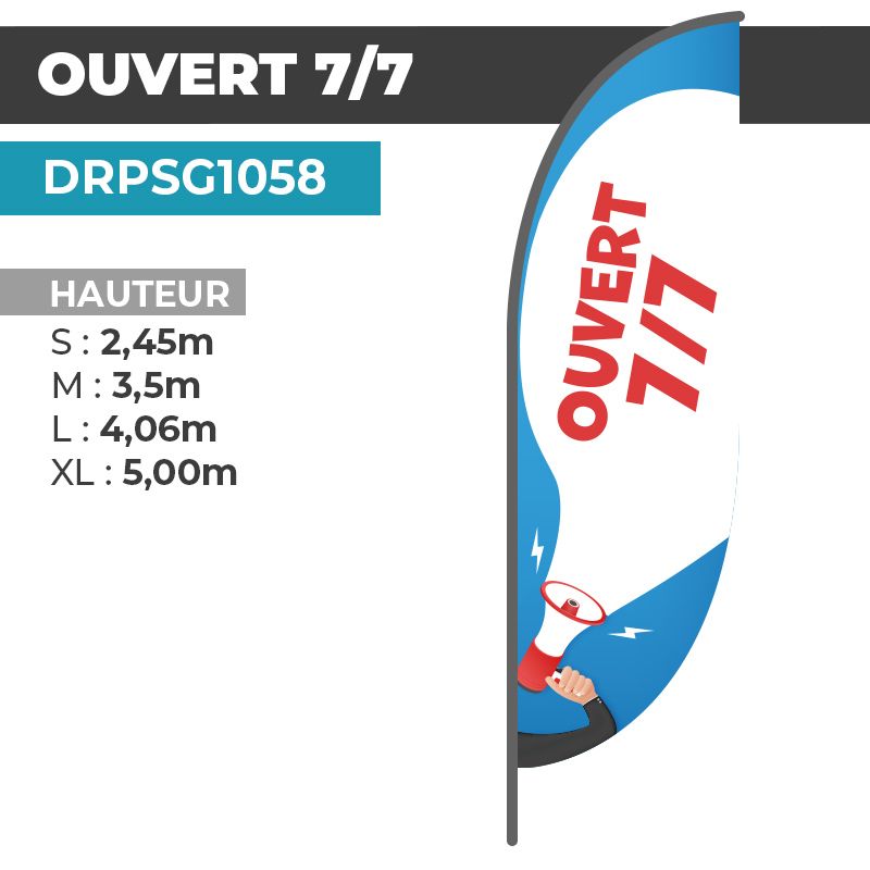 Drapeau OUVERT 7j/7