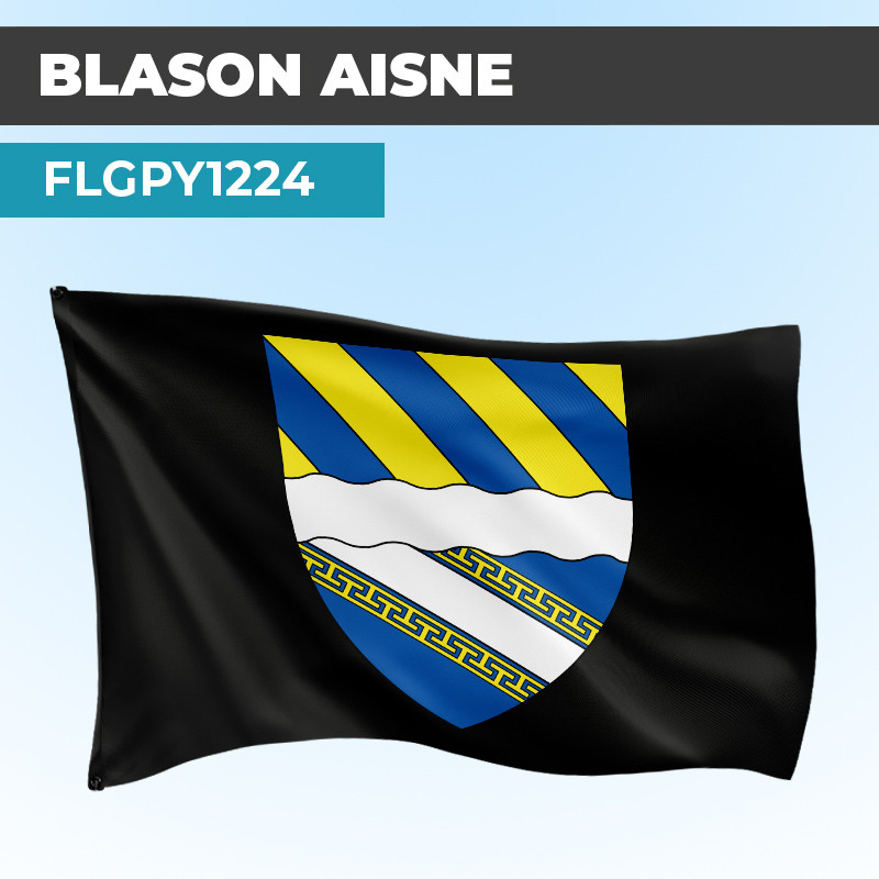 Drapeau AISNE| Pavillon Noir | Blason Armoirie