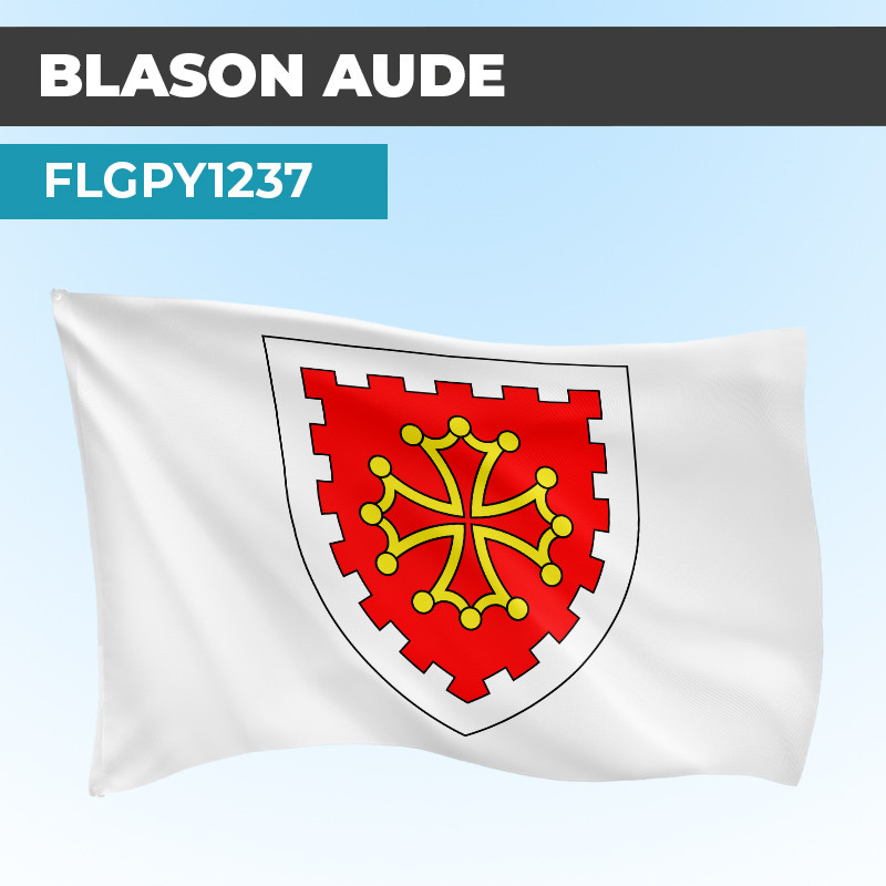 Drapeau AUDE | Pavillon Blanc | Blason Armoirie