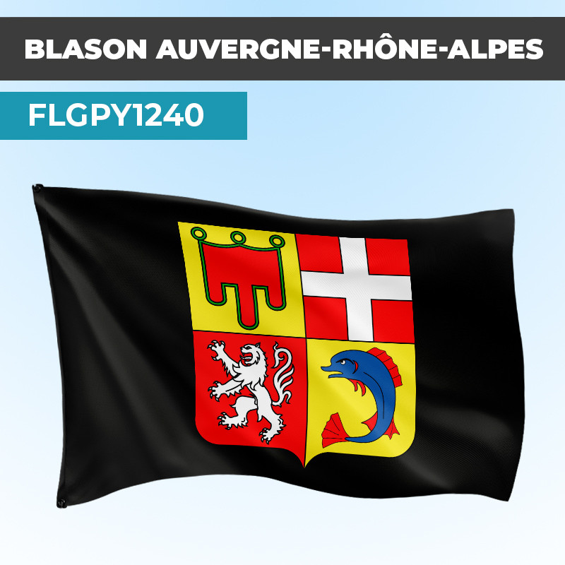 Drapeau AUVERGNE RHONE ALPES | Pavillon Noir | Blason Armoirie