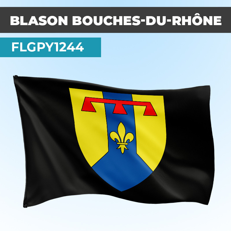 Drapeau BOUCHES DU RHÔNE | Pavillon Noir | Blason Armoirie