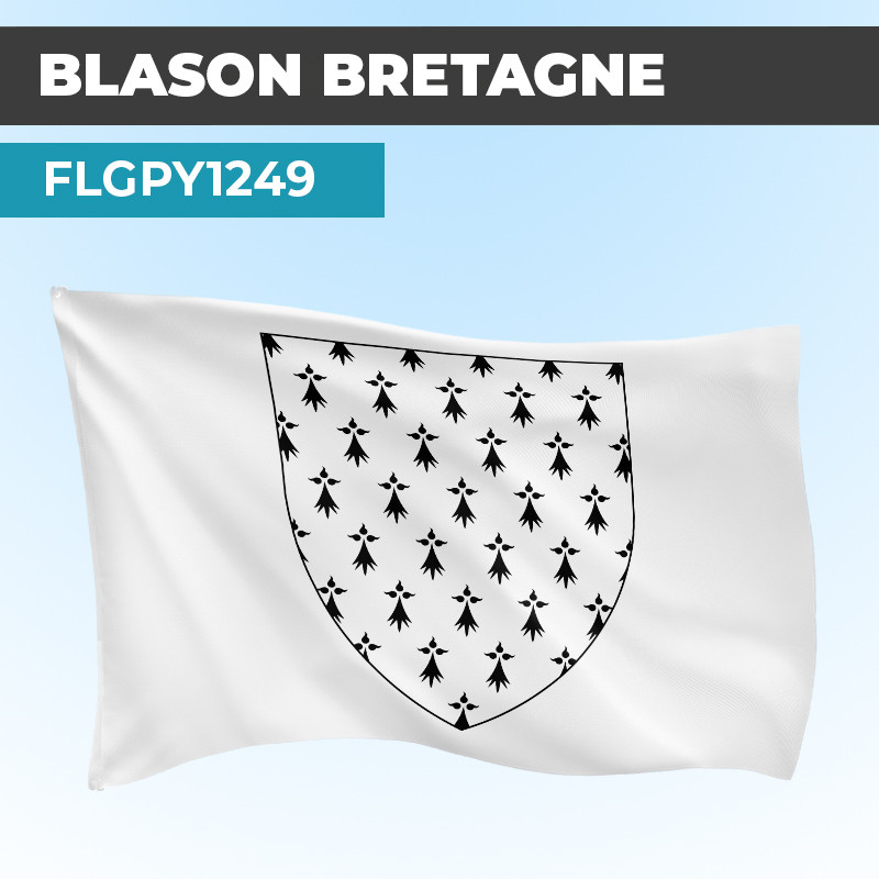 Drapeau BRETAGNE | Pavillon Blanc | Blason Armoirie