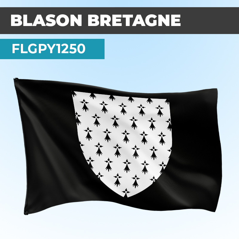 Drapeau BRETAGNE | Pavillon Noir | Blason Armoirie