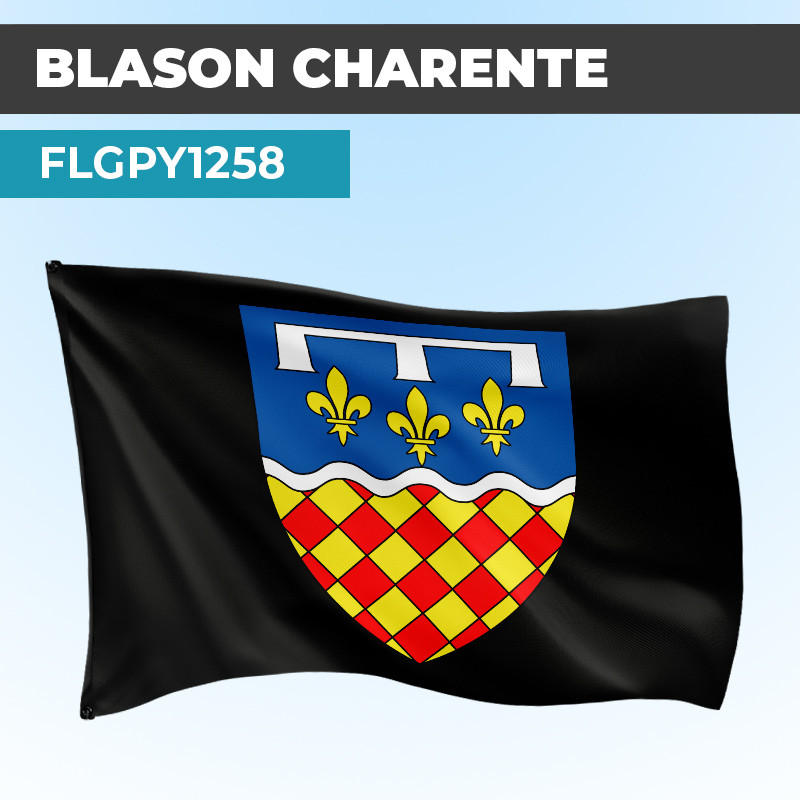 Drapeau CHARENTE | Pavillon Noir | Blason Armoirie