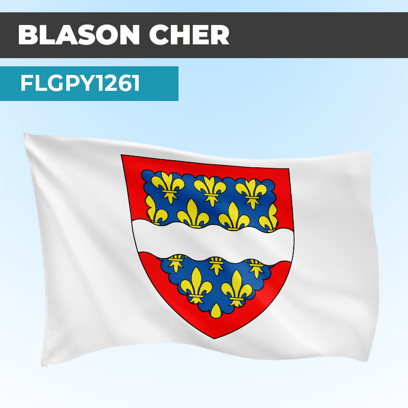 Drapeau CHER| Pavillon Blanc | Blason Armoirie