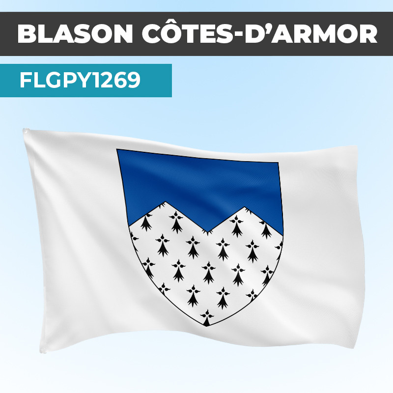 Drapeau COTES D'ARMOR | Pavillon Blanc | Blason Armoirie