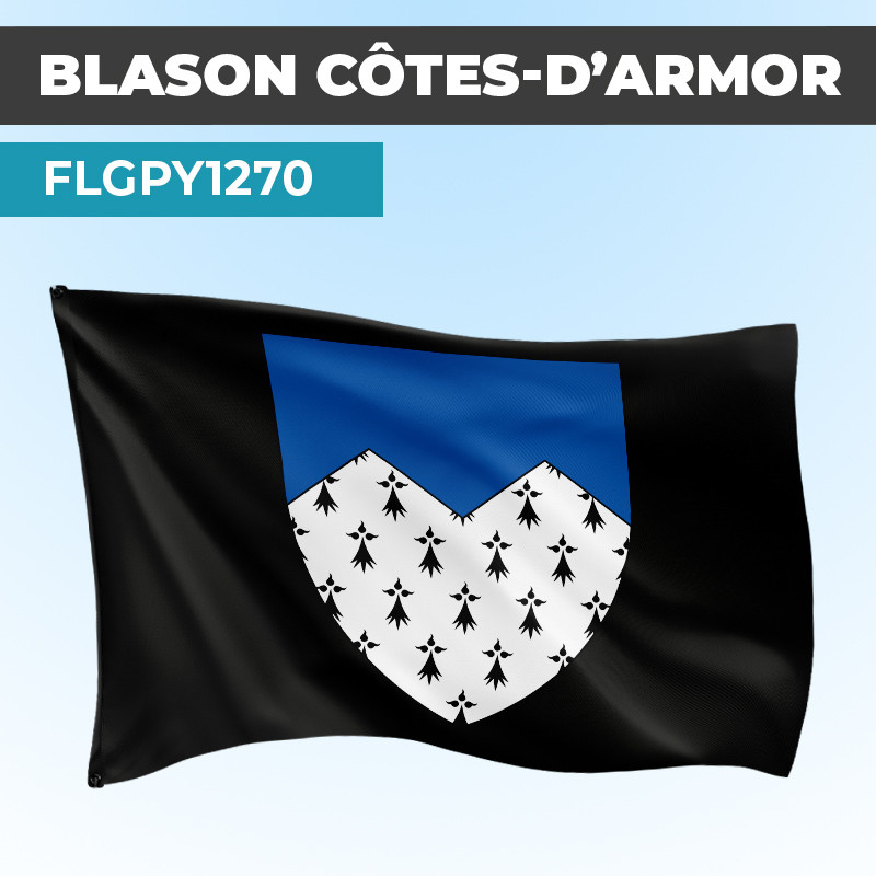 Drapeau COTES D'ARMOR | Pavillon Noir | Blason Armoirie