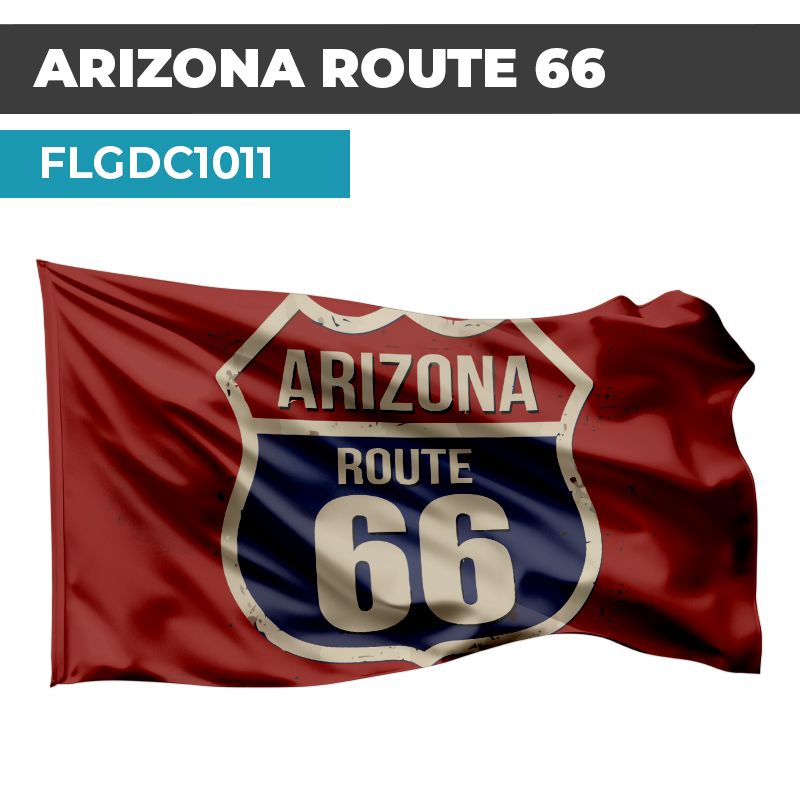 Drapeau Blason ROUTE 66 | Etendard Rouge USA  | Drapeau ARIZONA