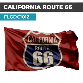 Drapeau Blason ROUTE 66 | Etendard Rouge USA  | Drapeau CALIFORNIA  
