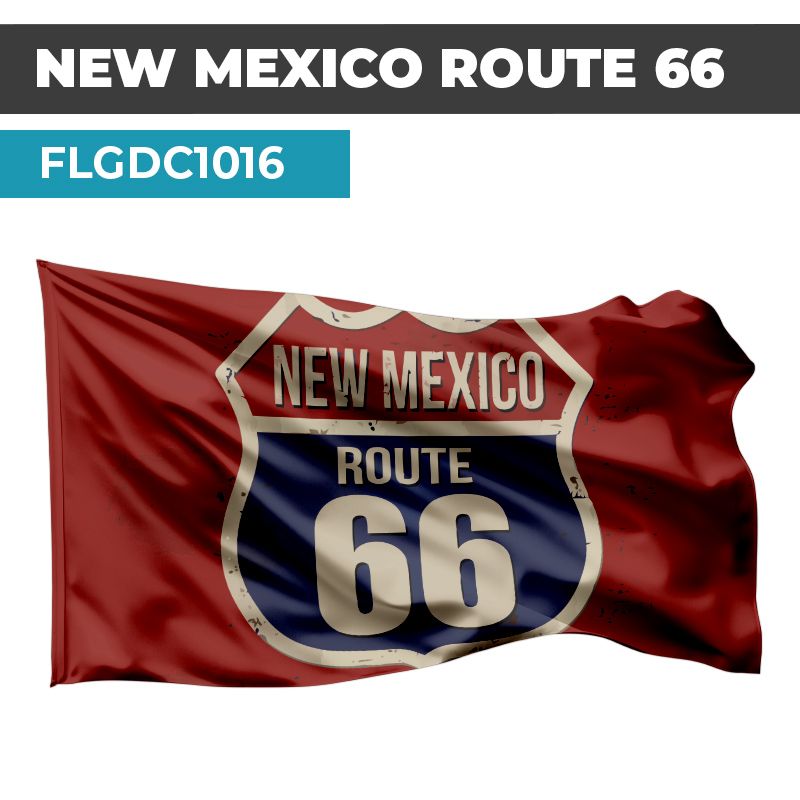 Drapeau Blason ROUTE 66 | Etendard Rouge USA  | Drapeau NEW MEXICO