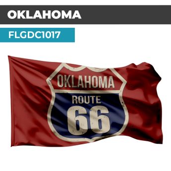 Drapeau Blason ROUTE 66 | Etendard Rouge USA  | Drapeau OKLAHOMA