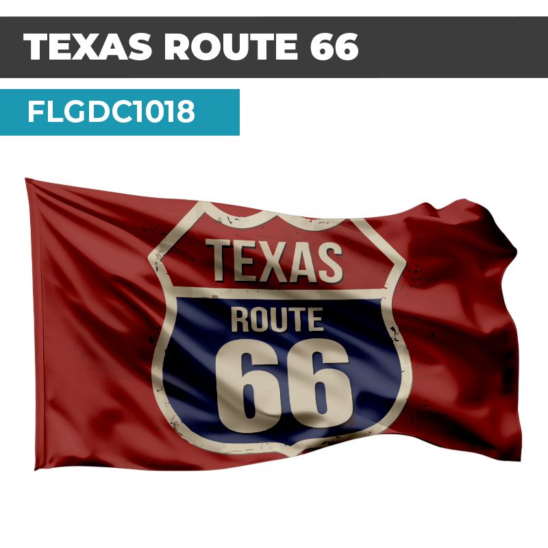 Drapeau Blason ROUTE 66 | Etendard Rouge USA  | Drapeau TEXAS