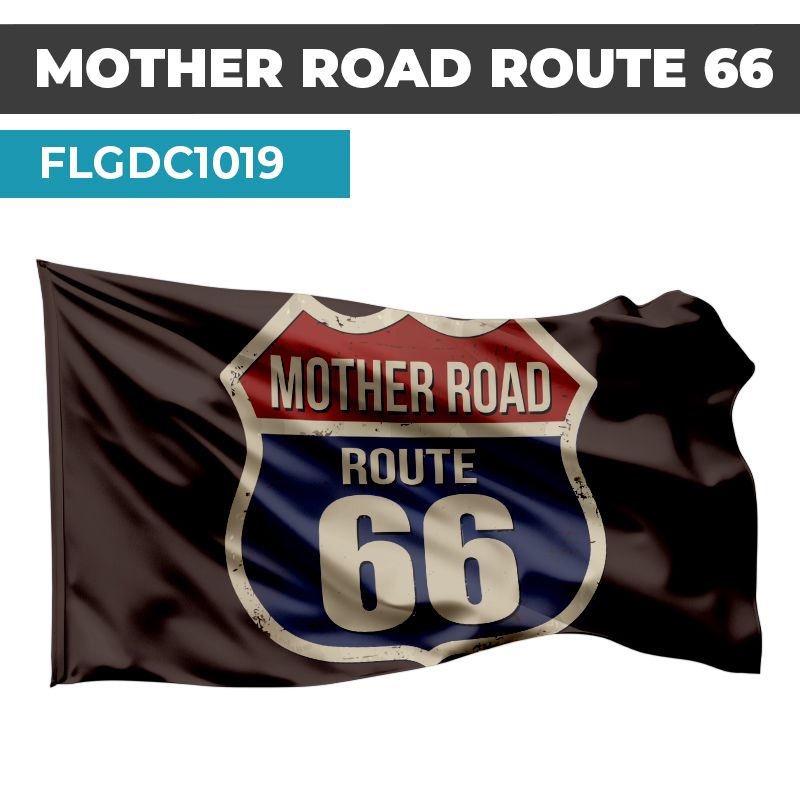 Drapeau Blason ROUTE 66 | Etendard Noir USA  | Drapeau Mother Road 