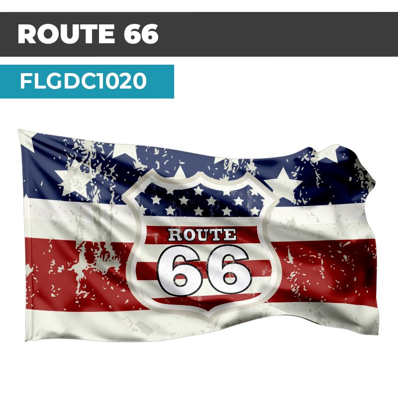 Drapeau Blason ROUTE 66 | Etendard USA  | Drapeau Américain 