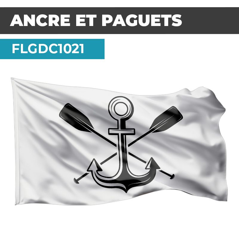 Drapeau Etendard PIRATE | Etendard Blanc  | Drapeau ANCRE et PAGUETS