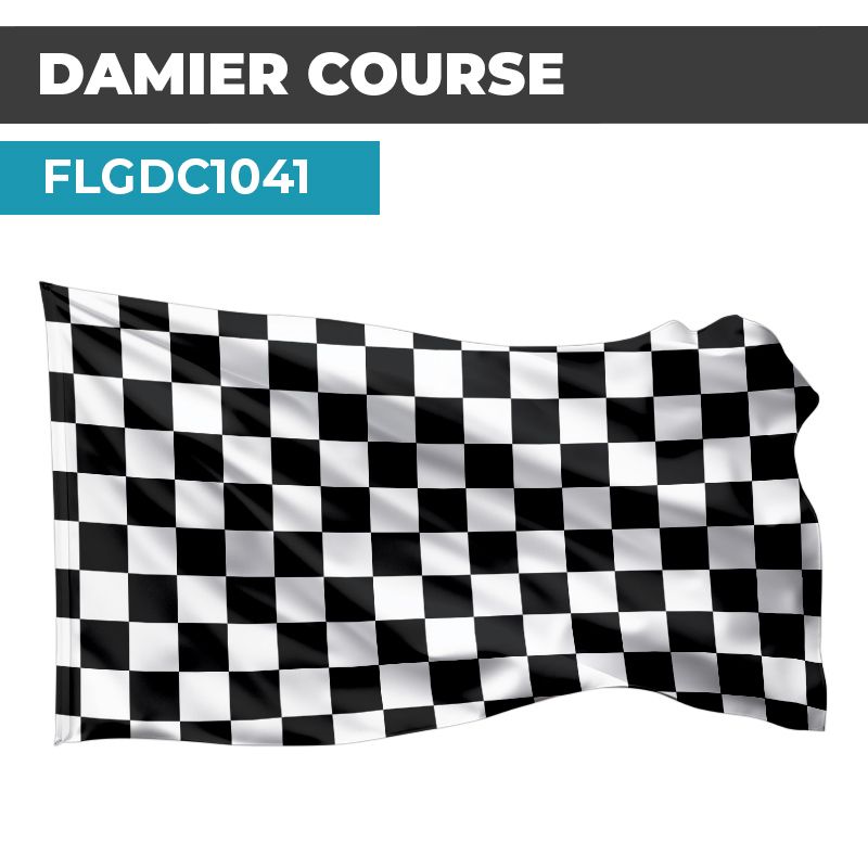 Drapeau DAMIER COURSE  | Fanion Damier  | Bannière Noir et Blanc