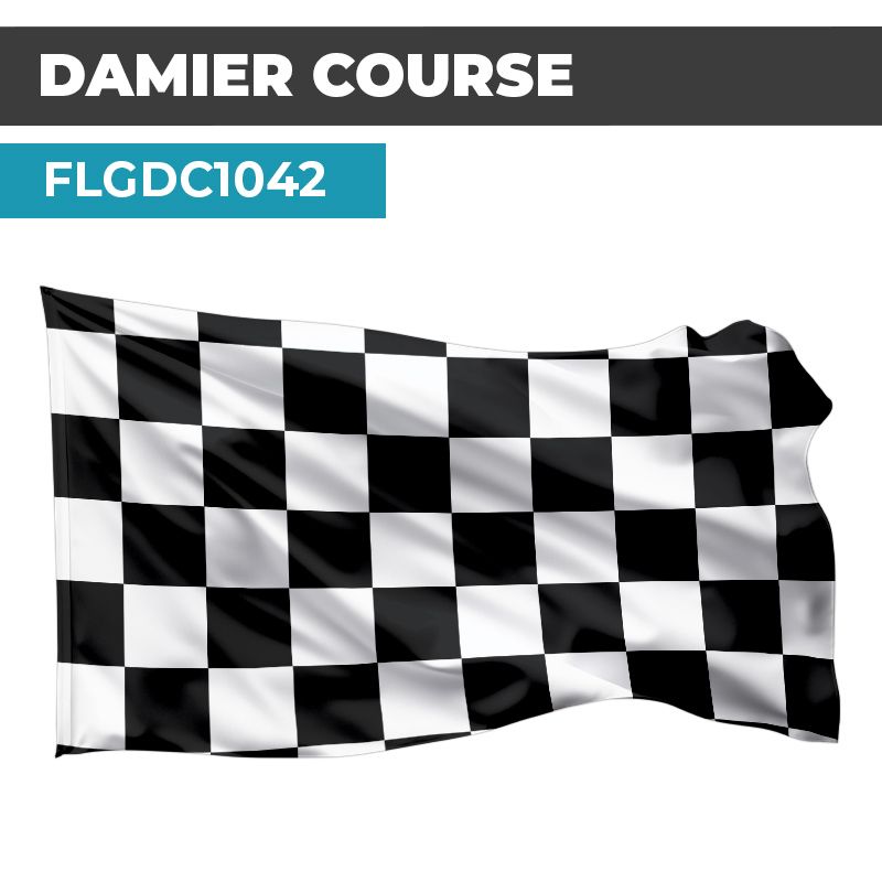 Drapeau DAMIER COURSE  | Fanion Damier  | Bannière Noir et Blanc