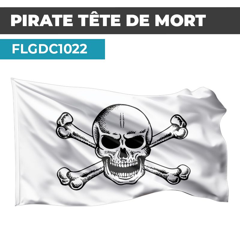 Drapeau PIRATE | Pavillon Blanc| Drapeau TETE DE MORT