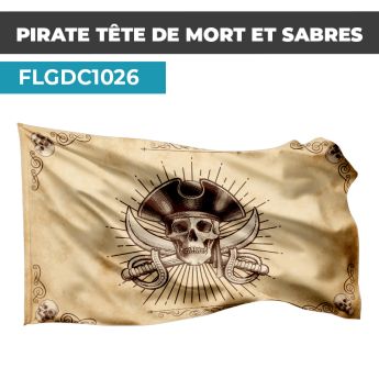 Drapeau PIRATE | Pavillon Tête de Mort| Drapeau Pirate Vieilli