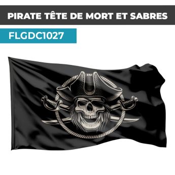 Drapeau PIRATE | Pavillon Noir| Drapeau Tête de Mort et Sabres
