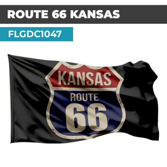 Drapeau Blason ROUTE 66 | Etendard Noir USA| Drapeau KANSAS