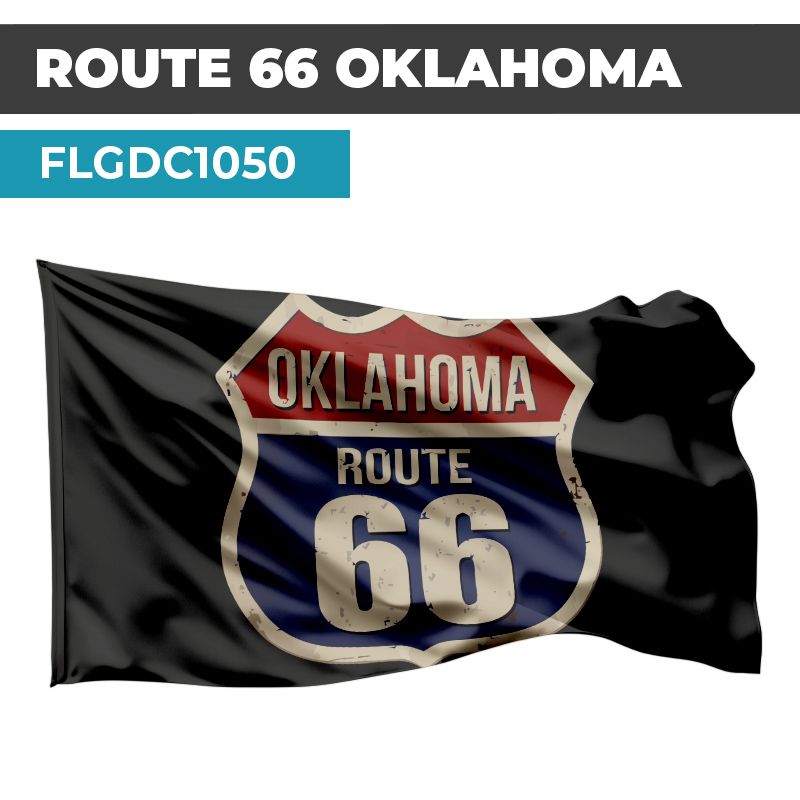 Drapeau Blason ROUTE 66 | Etendard Noir USA| Drapeau OKLAHOMA
