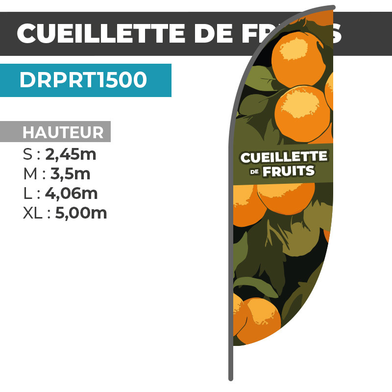 Drapeau CUEILLETTE DE FRUITS | Signalétique Extérieure | DRPRT1500