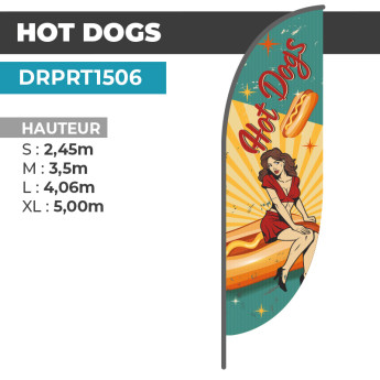 Drapeau HOT DOGS | Couleurs Vives Anti-UV | DRPRT1506