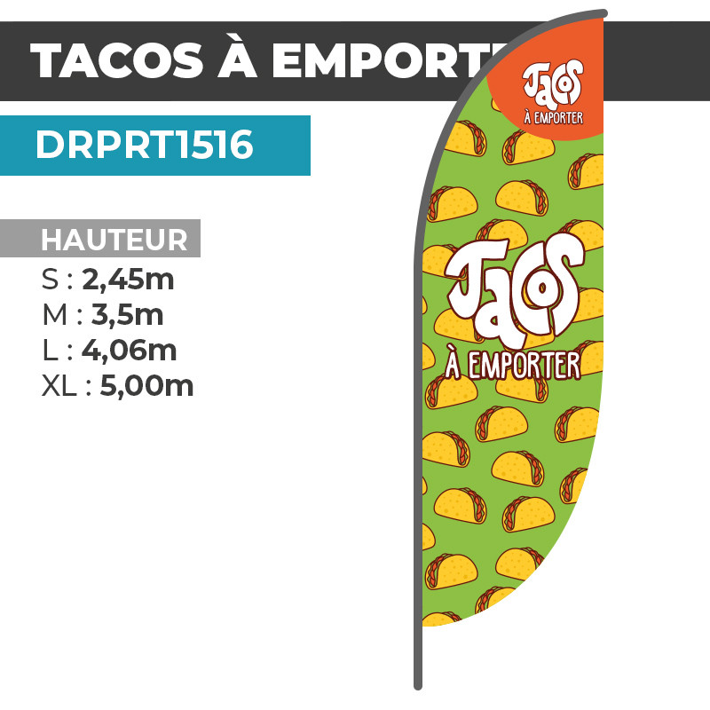 Drapeau TACOS À EMPORTER | Signalétique Extérieure | DRPRT1516