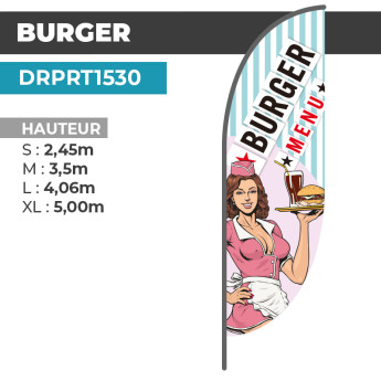 Drapeau BURGER MENU | Fabriqué en France et Europe | DRPRT1530