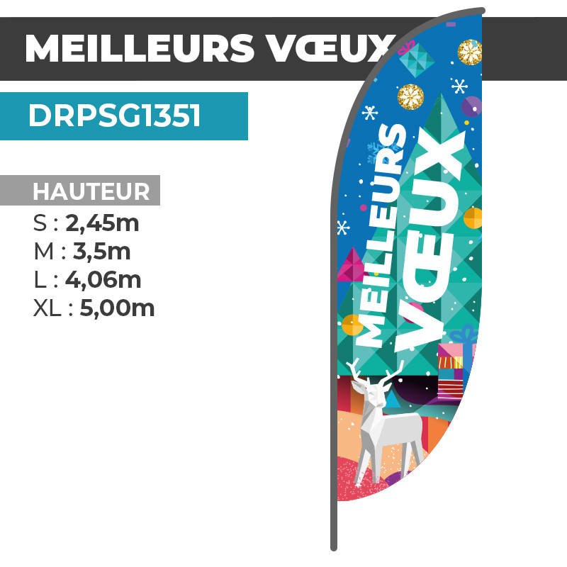 Drapeau MEILLEURS VOEUX | Couleurs Vives Anti-UV | DRPSG1351