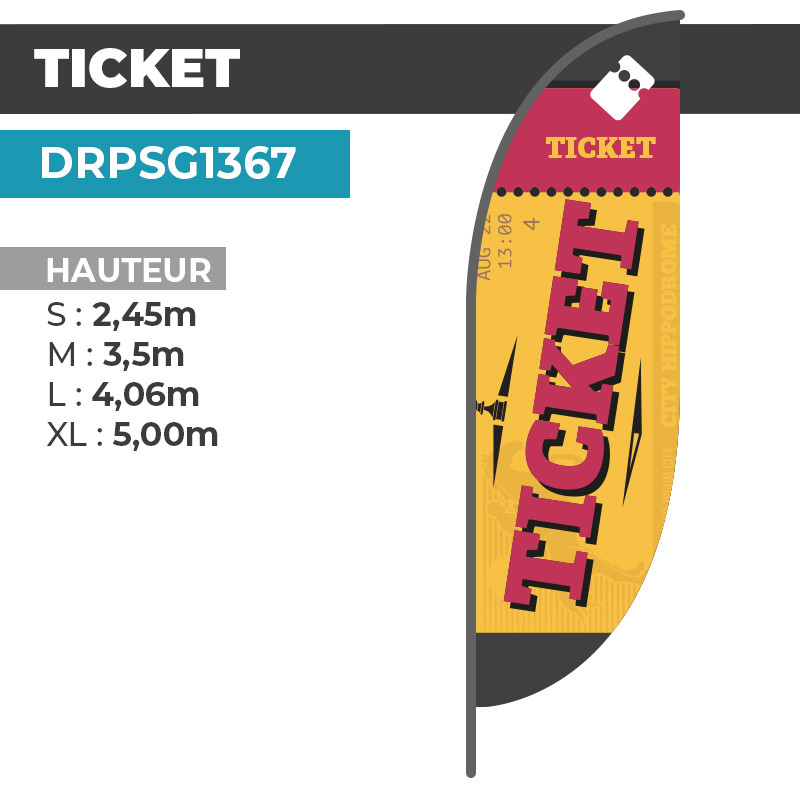Drapeau TICKET | Qualité Professionnelle | DRPSG1367