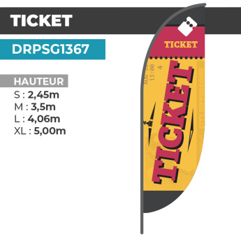 Drapeau TICKET | Qualité Professionnelle | DRPSG1367