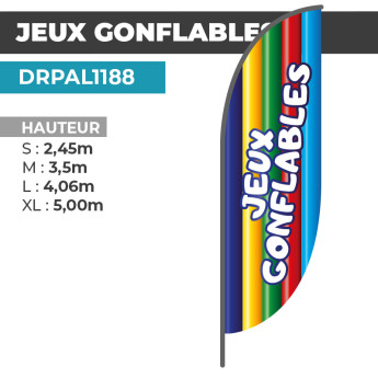 Drapeau JEUX GONFLABLES |  Couleurs Vives Anti-UV   | DRPAL1188