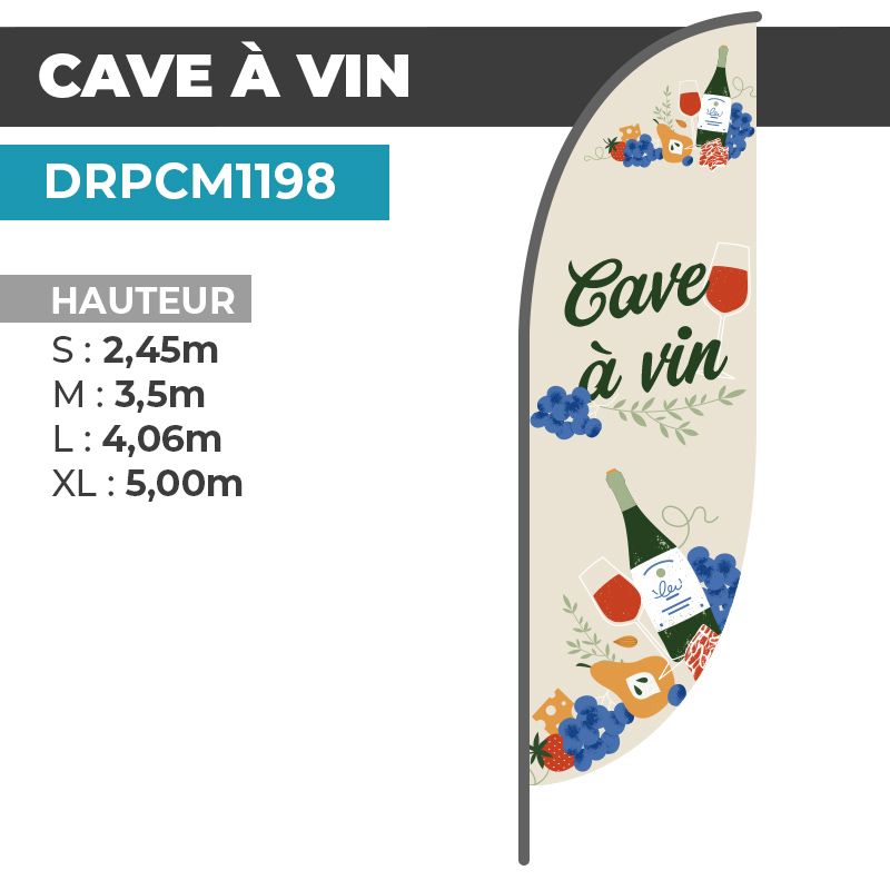 Drapeau CAVE À VIN | Voile + Mat | avec ou sans Pied