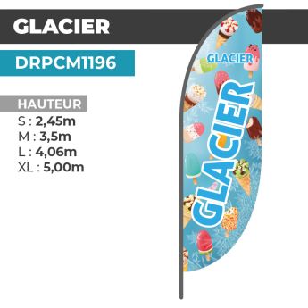 Drapeau GLACIER | Voile + Mat | avec ou sans Pied