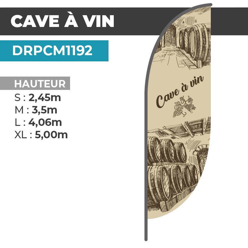 Drapeau CAVE À VIN | Voile + Mat | avec ou sans Pied