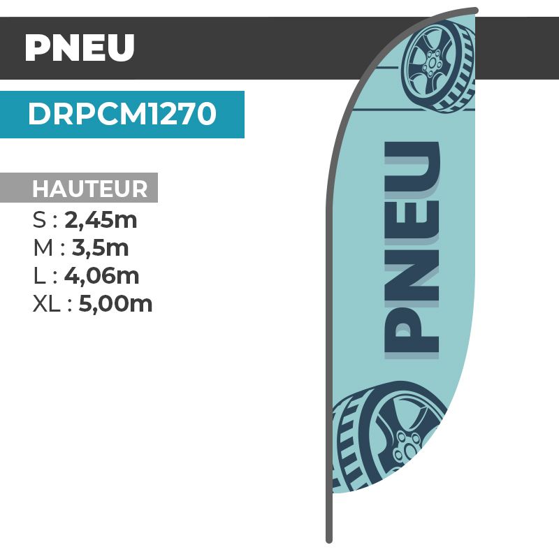 Drapeau PNEU | Voile + Mat | avec ou sans Pied