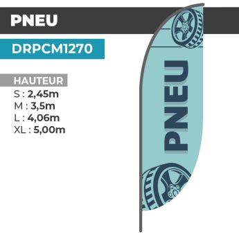 Drapeau PNEU | Voile + Mat | avec ou sans Pied