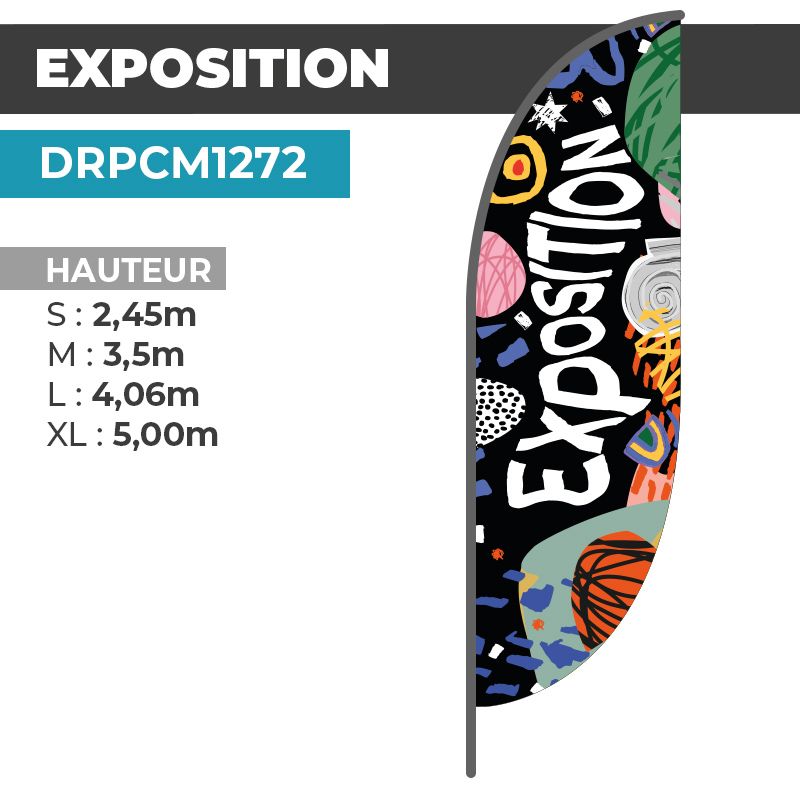 Drapeau EXPOSITION | Voile + Mat | avec ou sans Pied