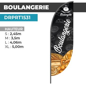 Drapeau BOULANGERIE | Voile + Mat | avec ou sans Pied