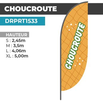 Drapeau CHOUCROUTE | Voile + Mat | avec ou sans Pied