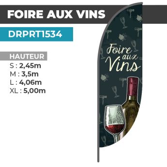 Drapeau FOIRE AUX VINS | Voile + Mat | avec ou sans Pied