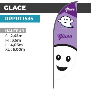 Drapeau GLACE | Voile + Mat | avec ou sans Pied