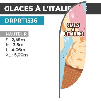 Drapeau GLACES À L'ITALIENNE | Voile + Mat | avec ou sans Pied